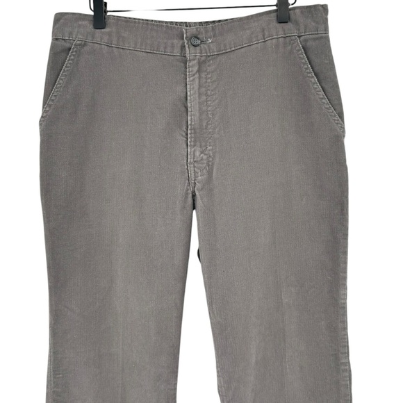 Vintage 80s Levi's Corduroy Pants High Rise Straight Leg Loose Fit Gray | 33" - Picture 6 of 14
